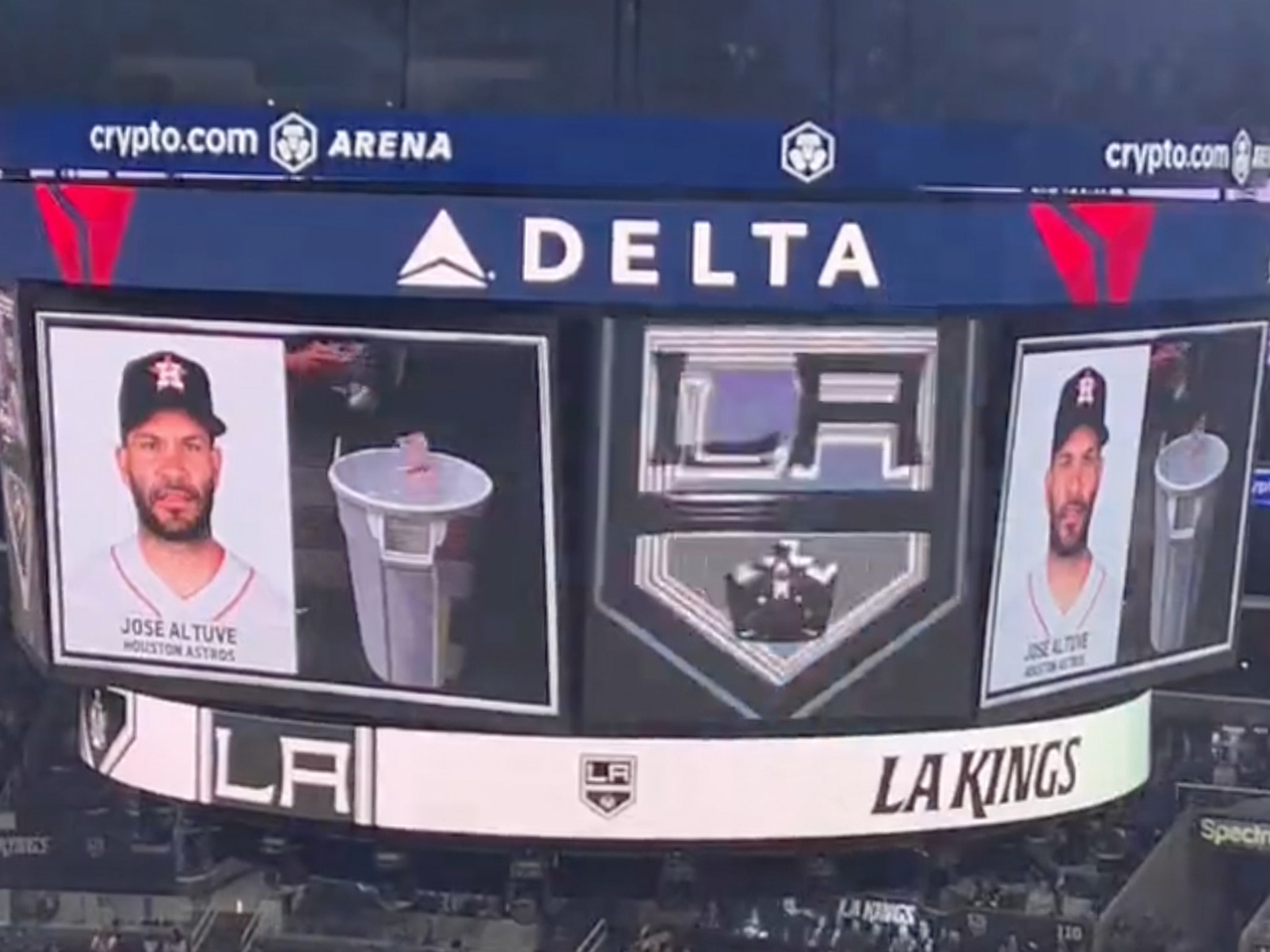 L.A. Kings Troll José Altuve Using Trash Can During Fan 'Look-Alike' Game