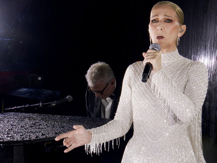 Celine Dion Performs on the Eiffel Tower