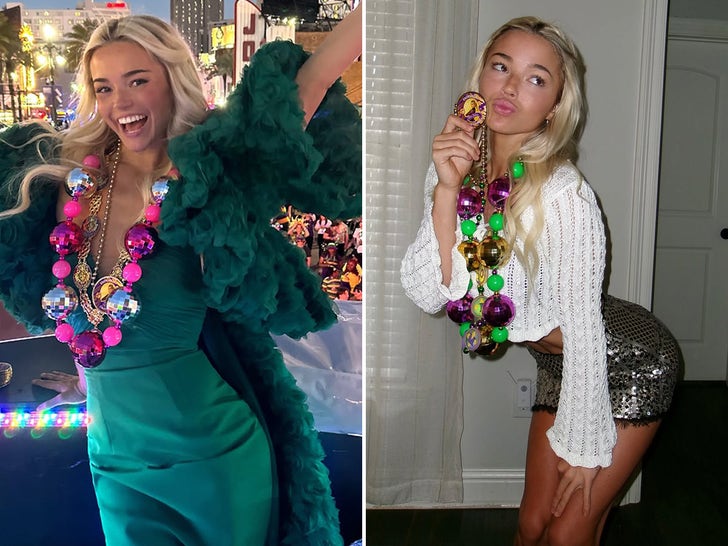 Livvy Dunne celebra o Mardi Gras