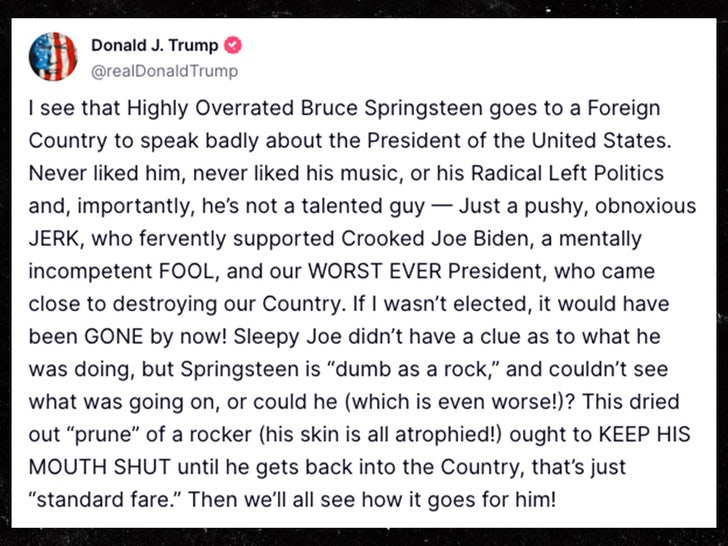 Donald Trump Bruce Springstein Verdad Social SUB