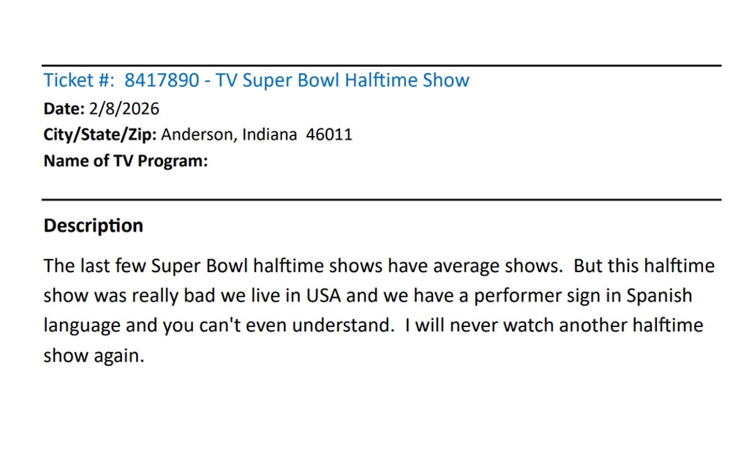 Super Bowl Half Time Complaints 5
