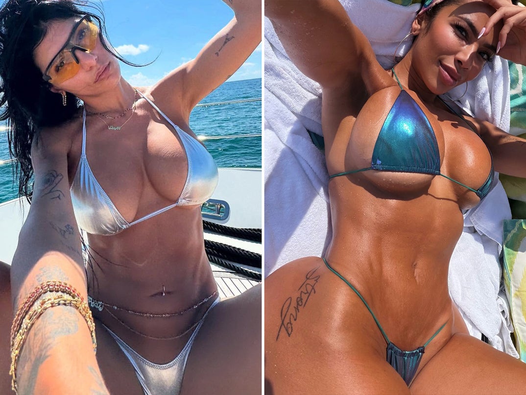 Mia Khalifa vs. Erica Mena -- Metallic Bikinis Edition