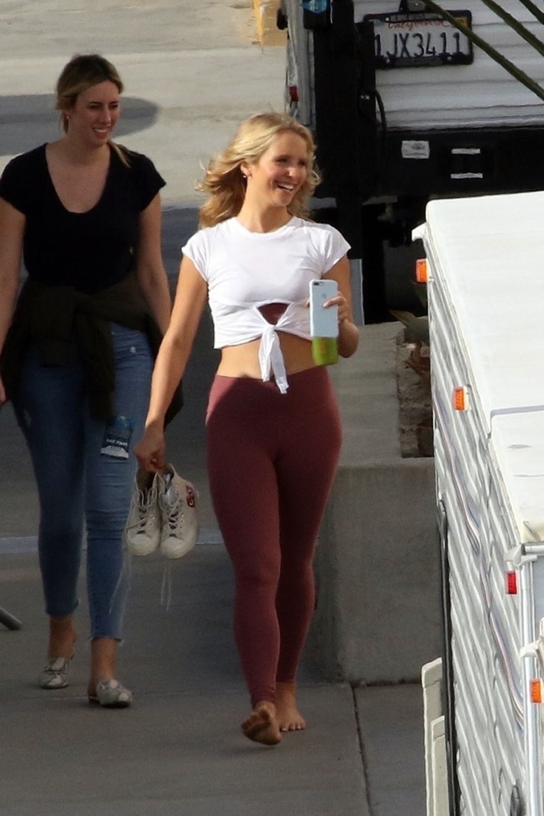 Sailor Brinkley-Cook wears a crop top and leggings while attending a dance  practice at DWTS