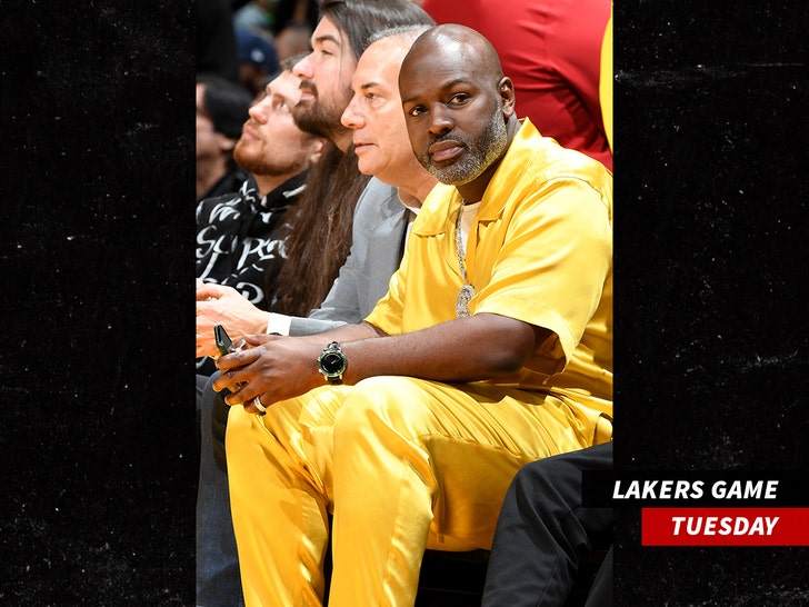 Celebrities courtside at the Los Angeles Lakers v New Orleans
