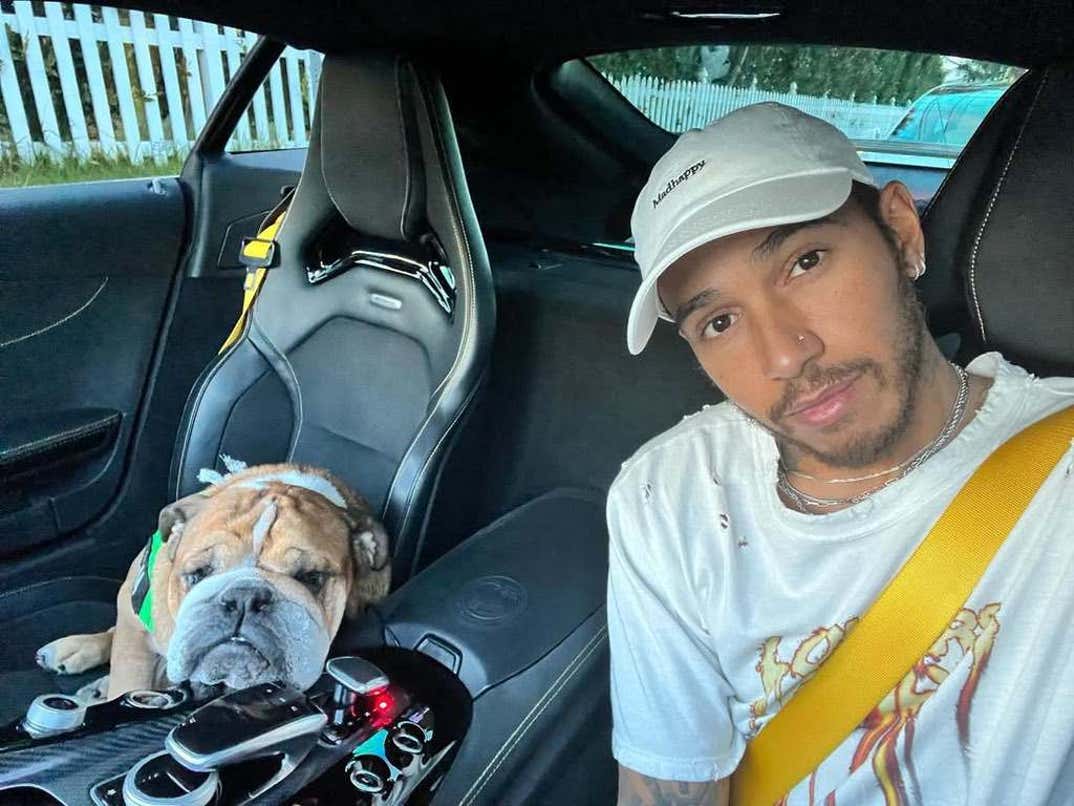 Lewis Hamilton And His Dog Roscoe 1