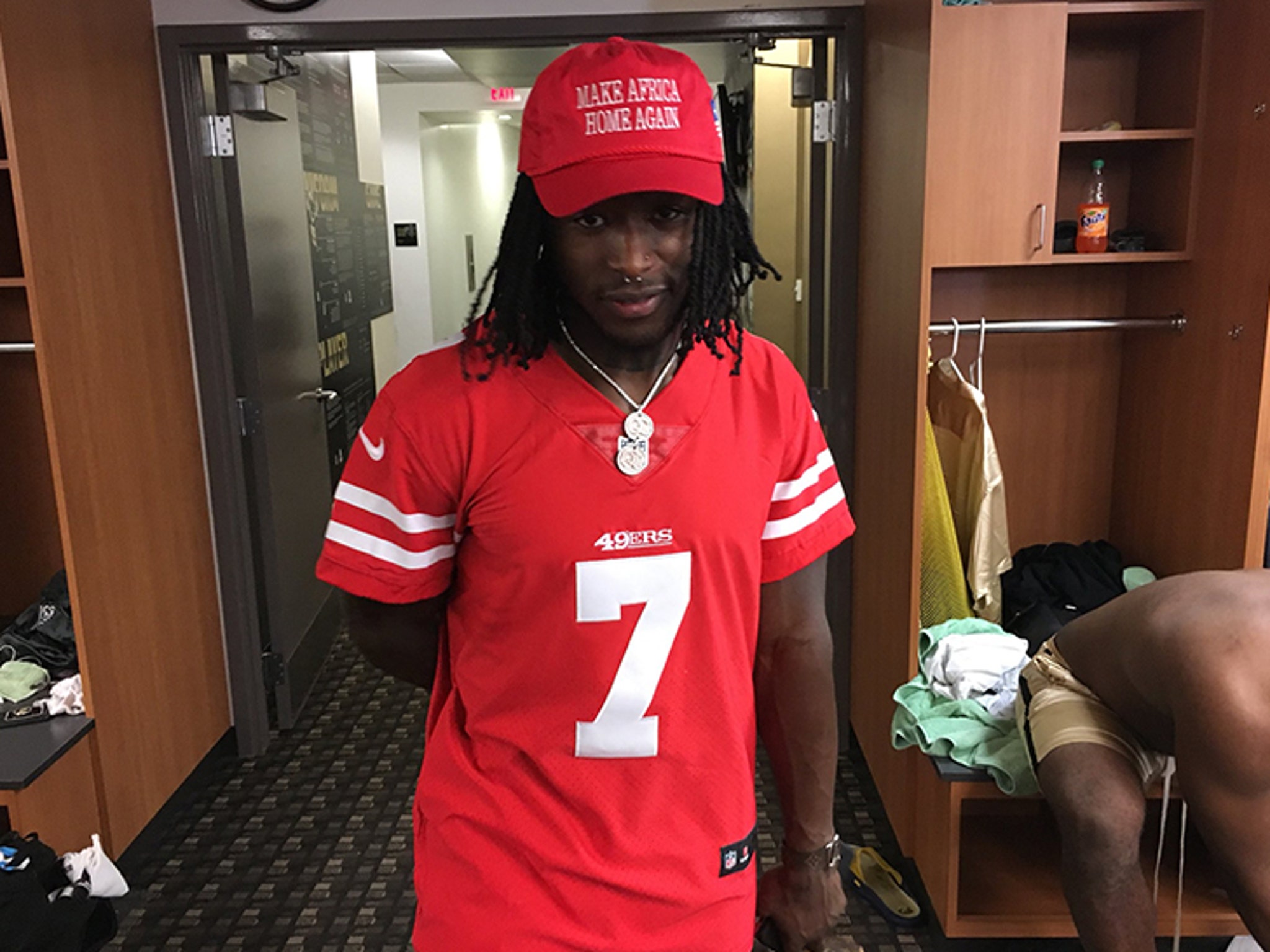 Alvin Kamara wears 'Make Africa Home Again' hat, Colin Kaepernick jersey in  Saints locker room