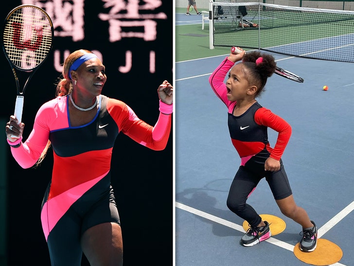 Serena Williams' Daughter Rocks Mom's Iconic Fit To Tennis Practice, My ...
