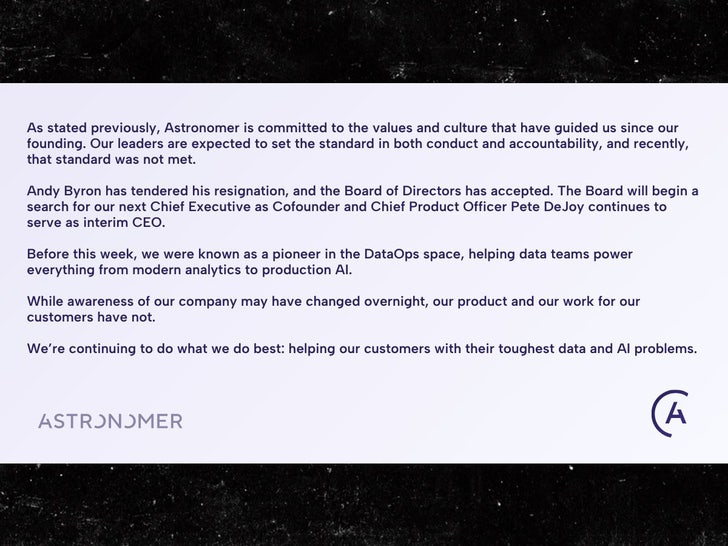 Astronomer Sub X statement