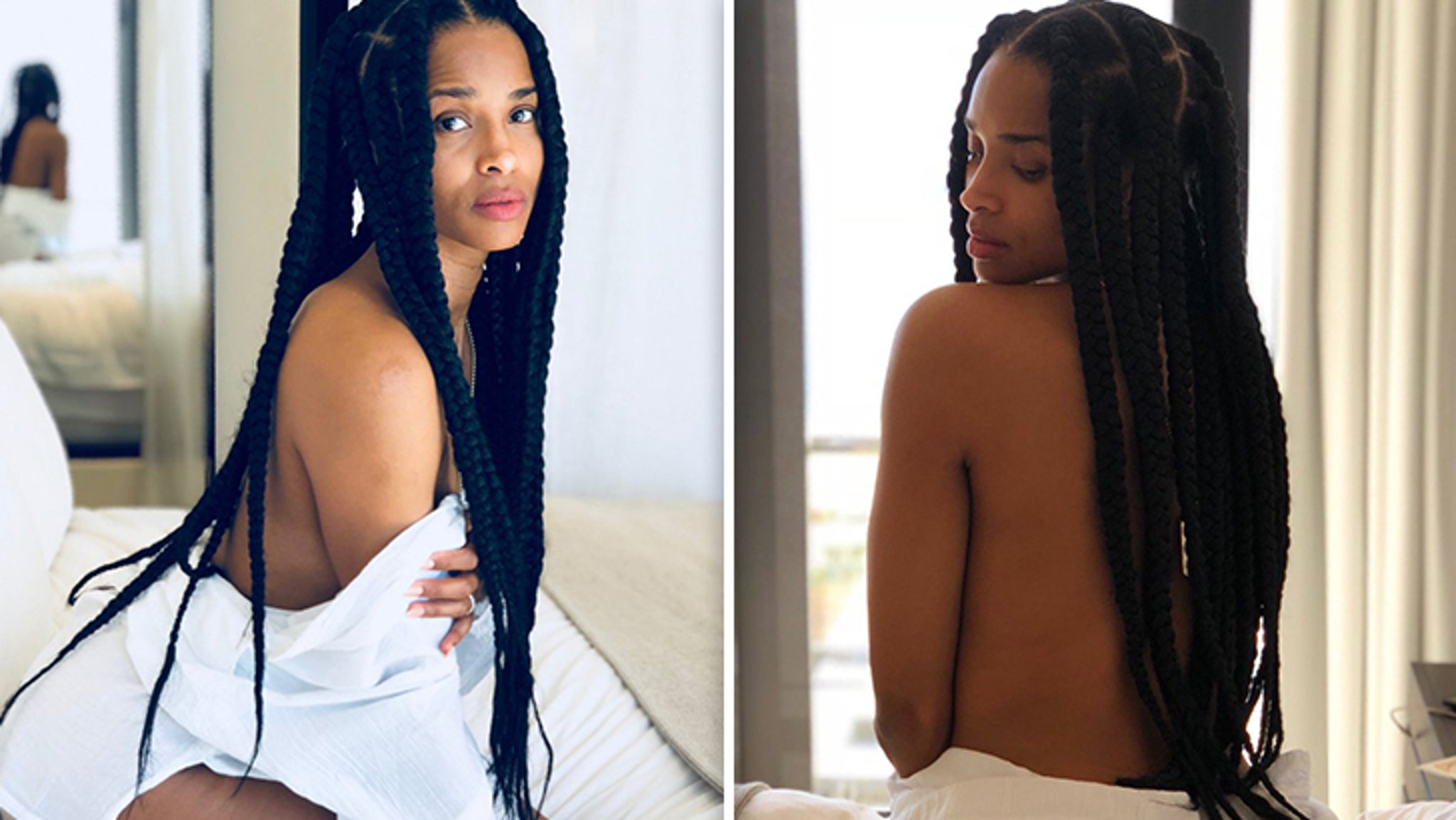 Ciara's Half Naked Poses, Courtesy of Russell Wilson.