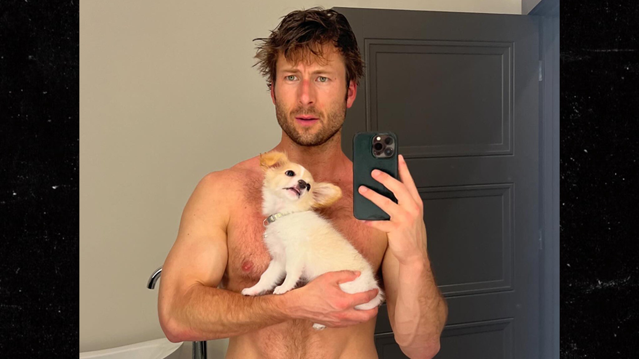 Glen Powell Shows Off His Cute Puppy, Hot Body