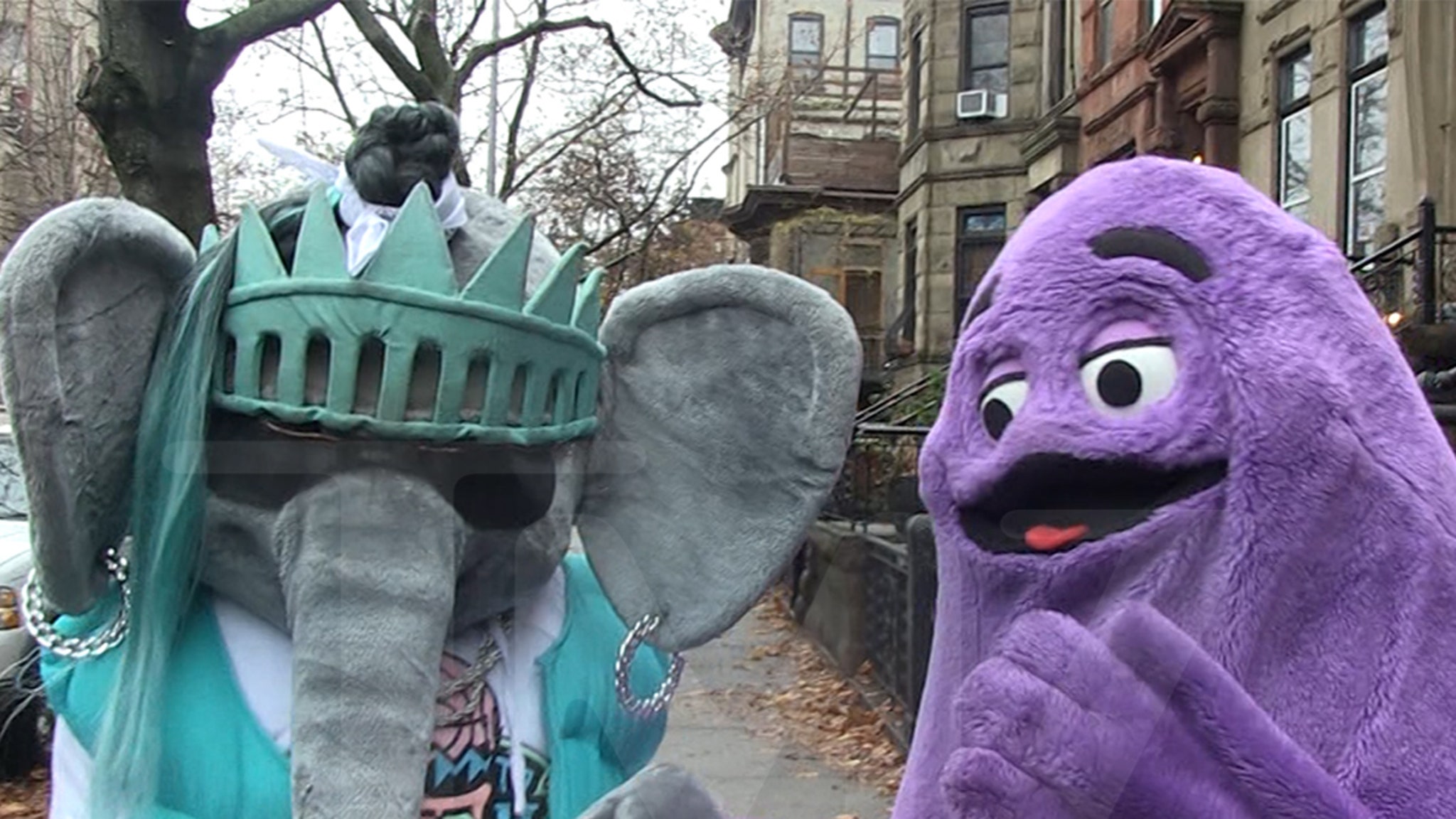 Grimace, Liberty’s Ellie the Elephant Going to McDonald’s All American Games