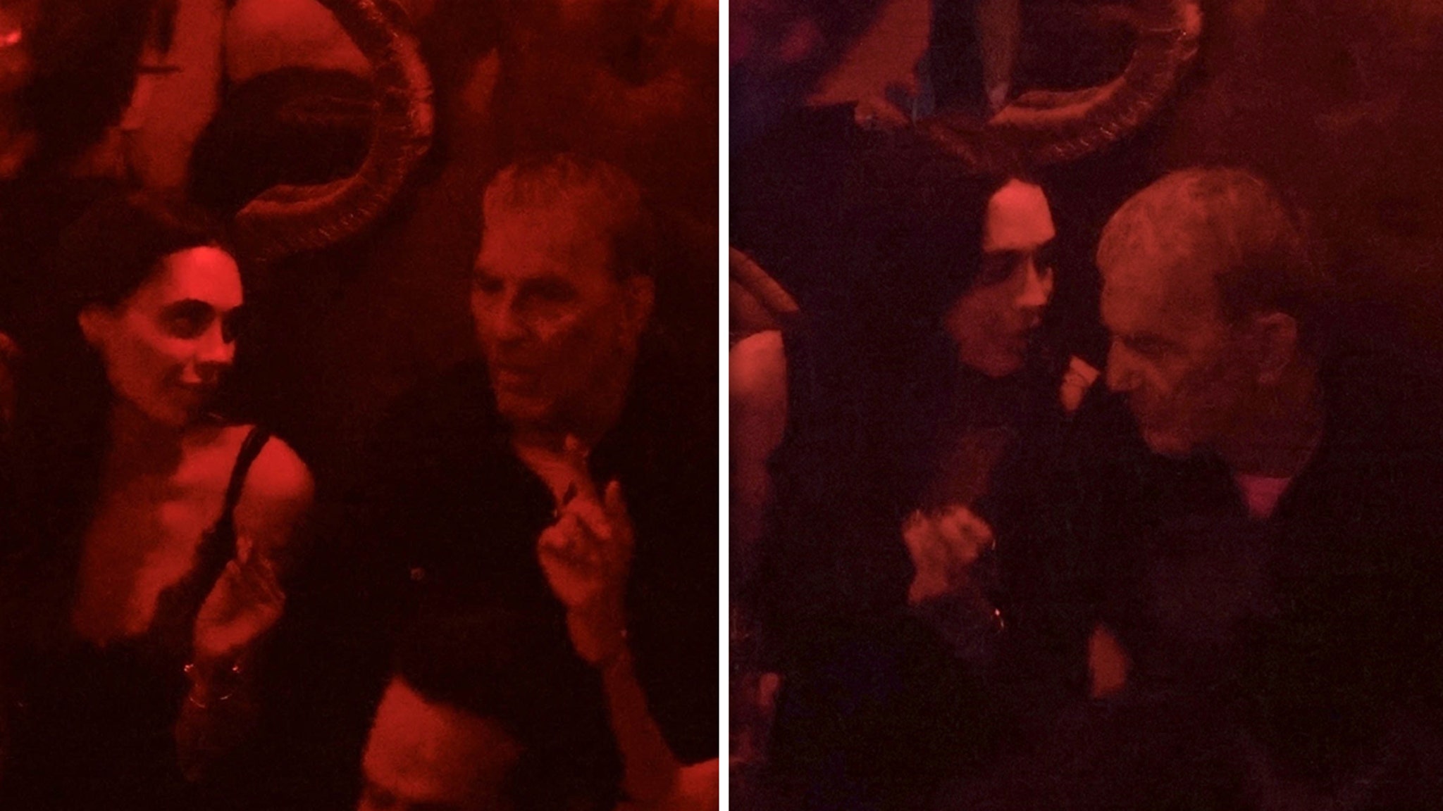 Kevin Costner Chats Up Mystery Woman at Raspoutine Night Club