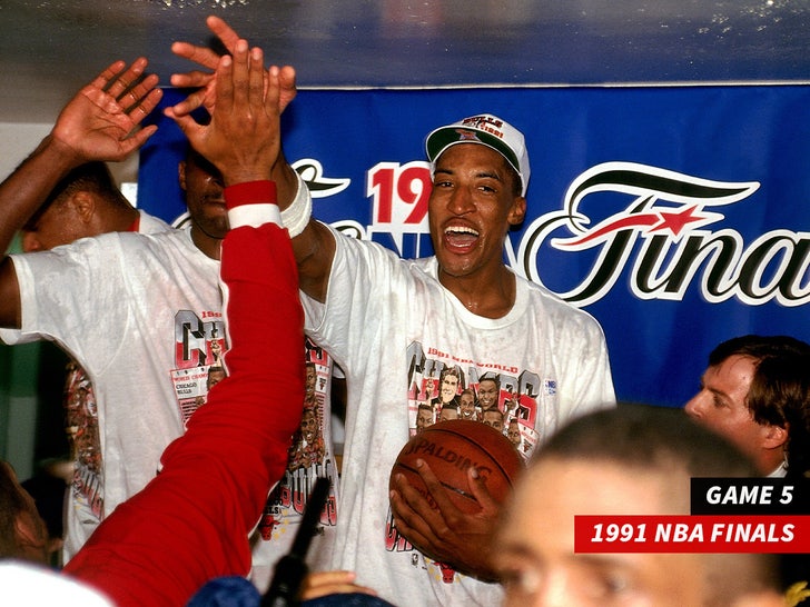 092724 Scottie Pippen celebración de la final del Juego 5 Getty