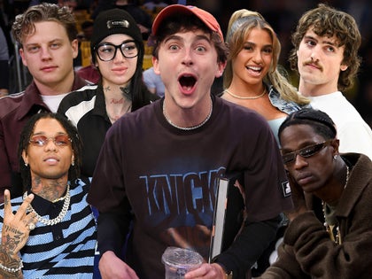 Timothee Chalamet Cheering ON The Knicks Surrounded By Celebs At Other NBA Games