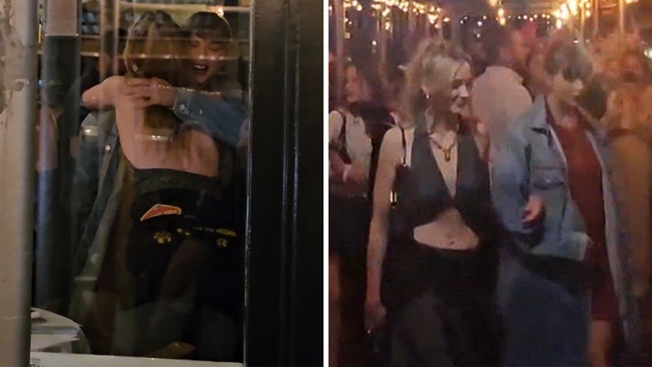 Taylor Swift Walked Arm-in-Arm with Sophie Turner in a Long Denim Jacket