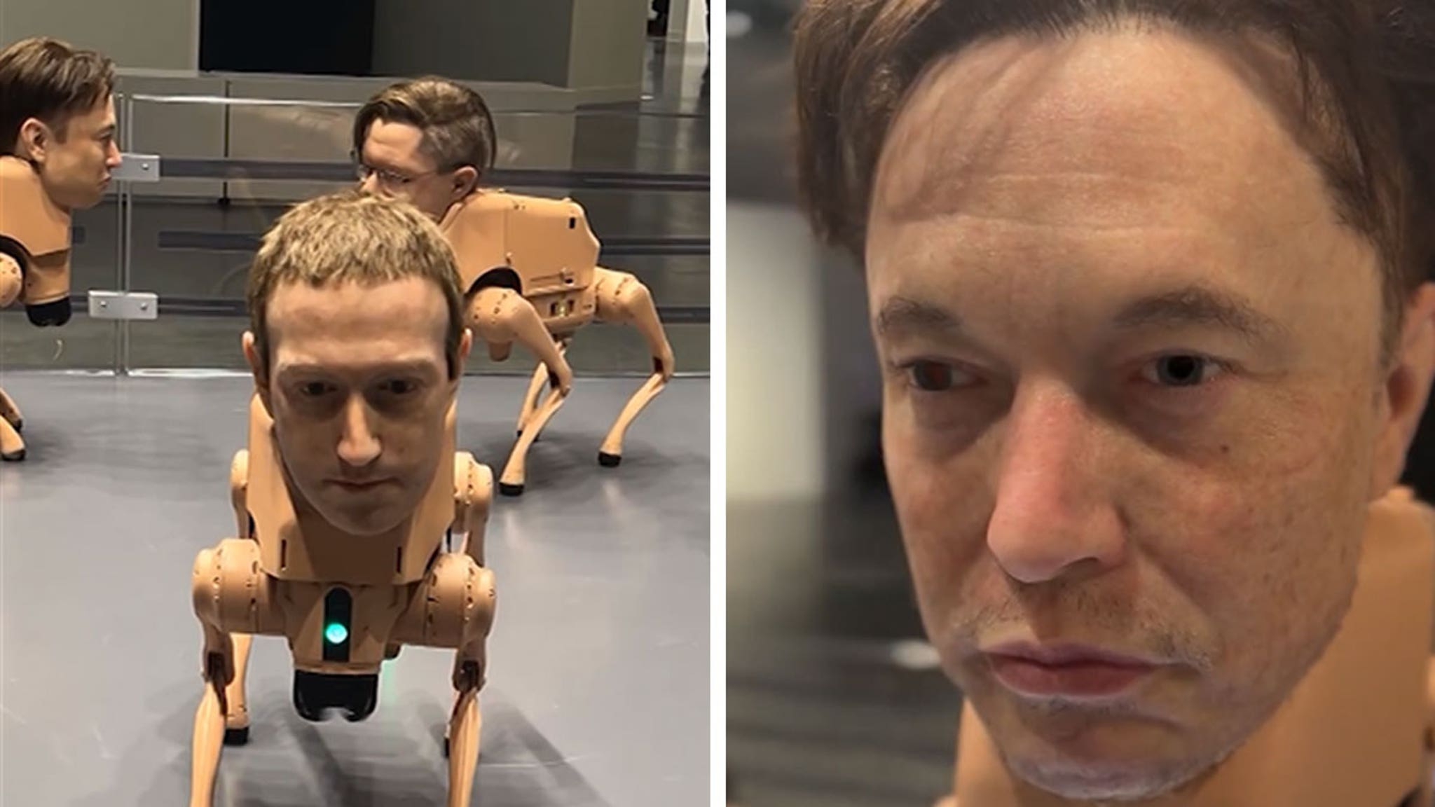 Robot Dogs Wear Lifelike Musk, Zuckerberg Masks While Pooping Pictures