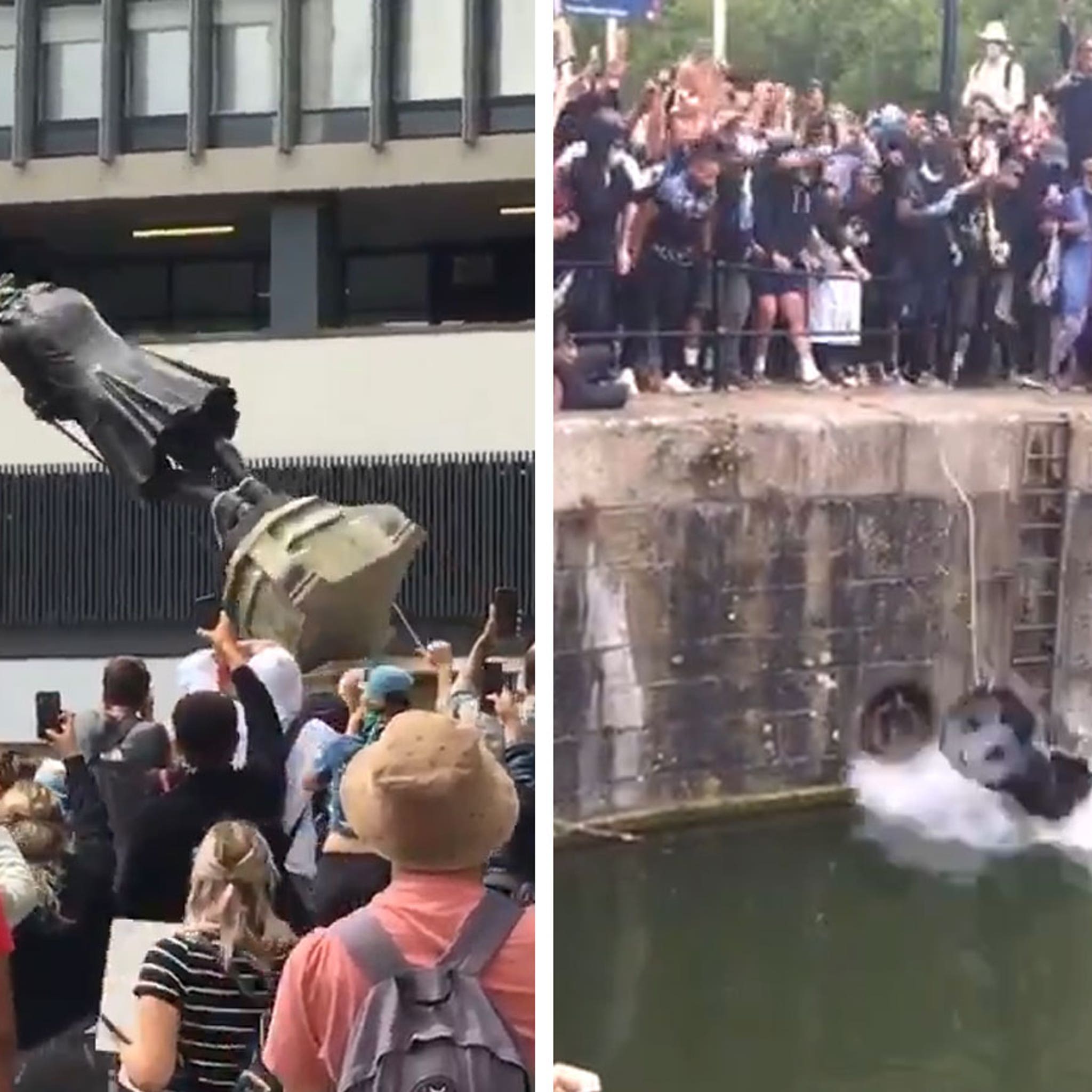 BLM Protesters in UK Tear Down Statue of Slave Trader Edward Colston