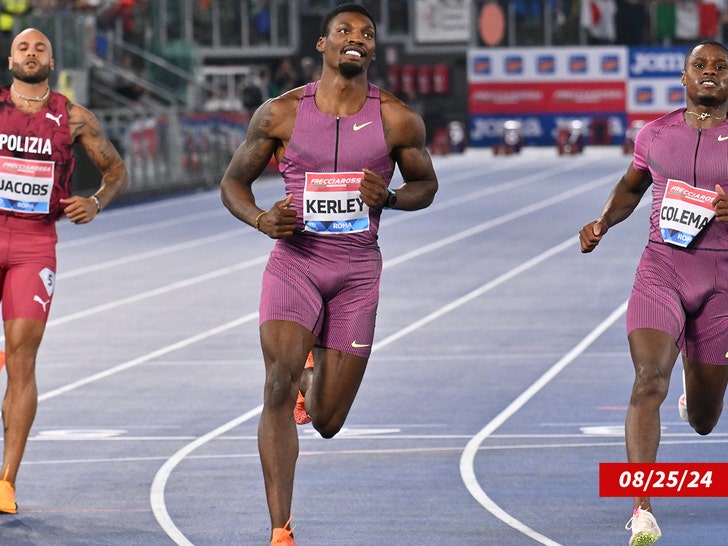 fred kerley on the track getty