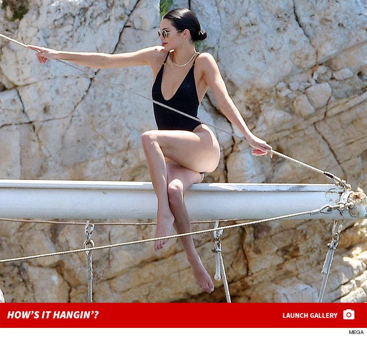 Kendall Jenner -- Hanging Around France in Swimsuit