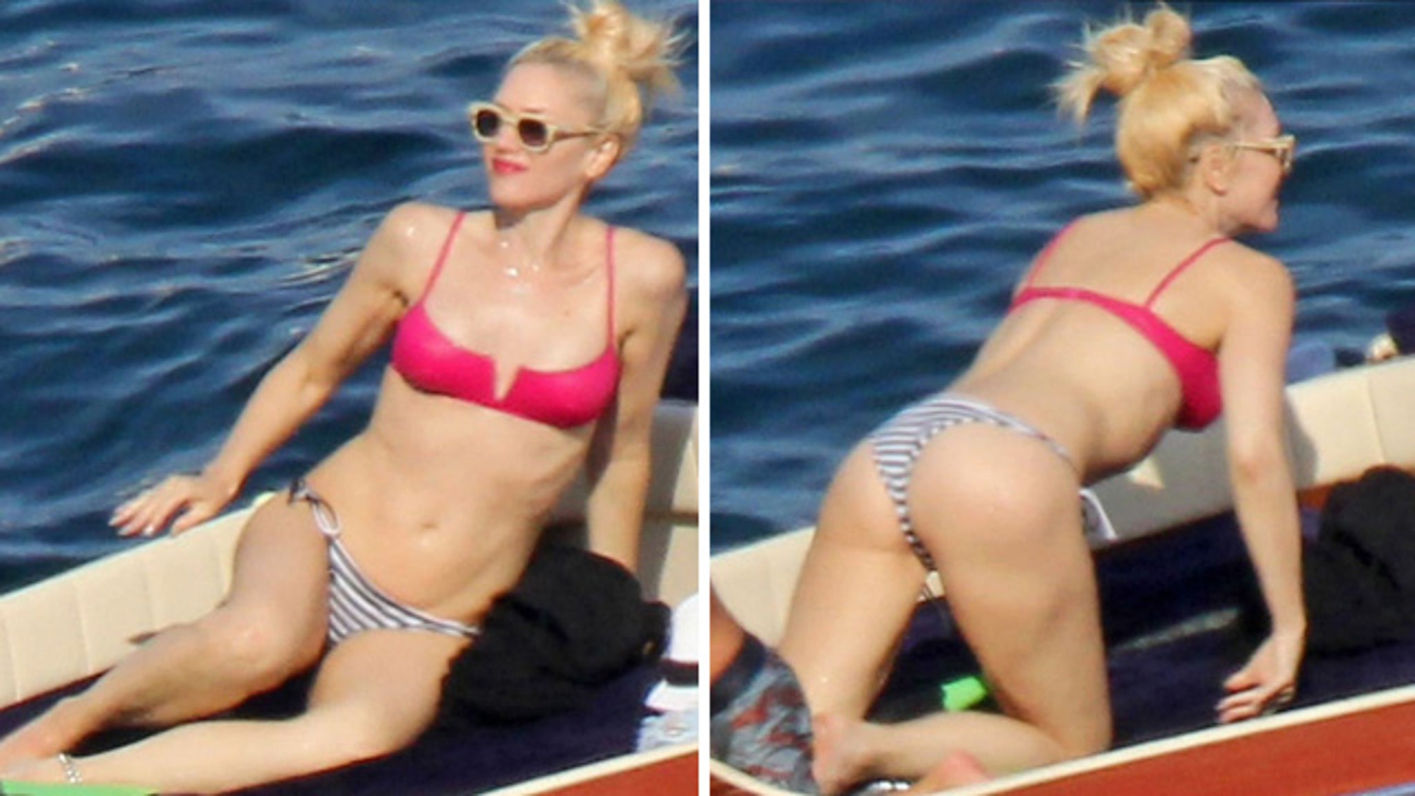 Gwen Stefani on a boat in the south of France with her son Kingston, but wh...