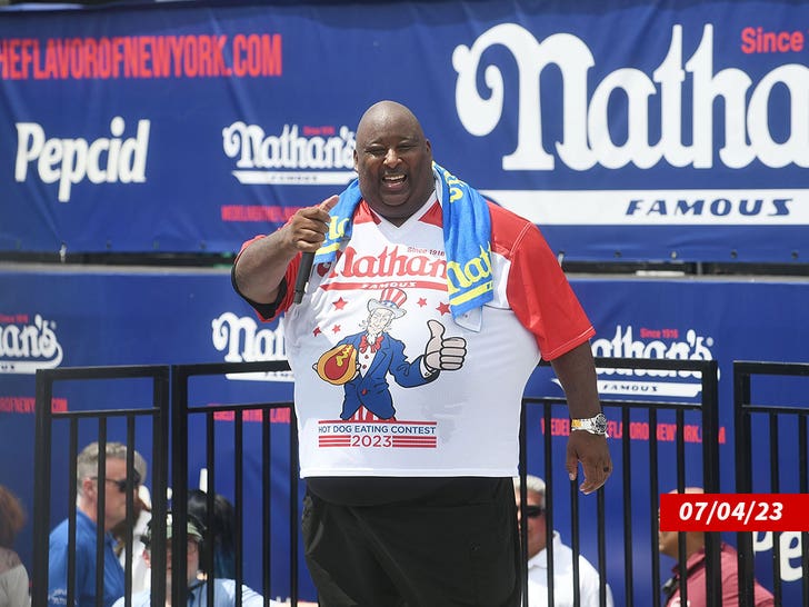 eric bad land booker nathans hot dog eating contest getty