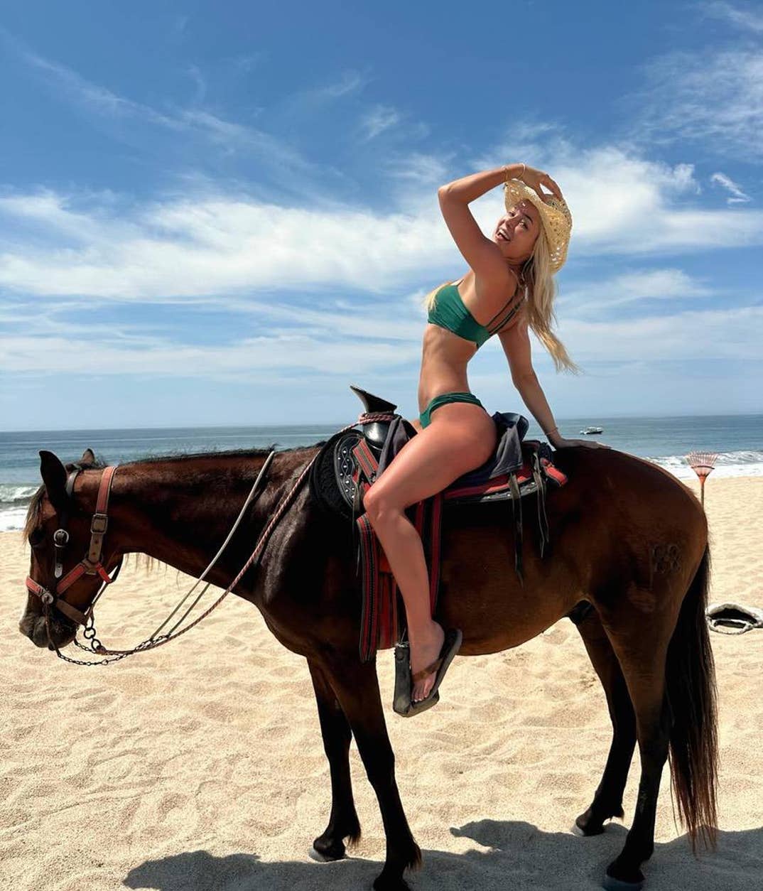 Livvy Dunne Rocks Tiny Bikini On Horse In Mexico