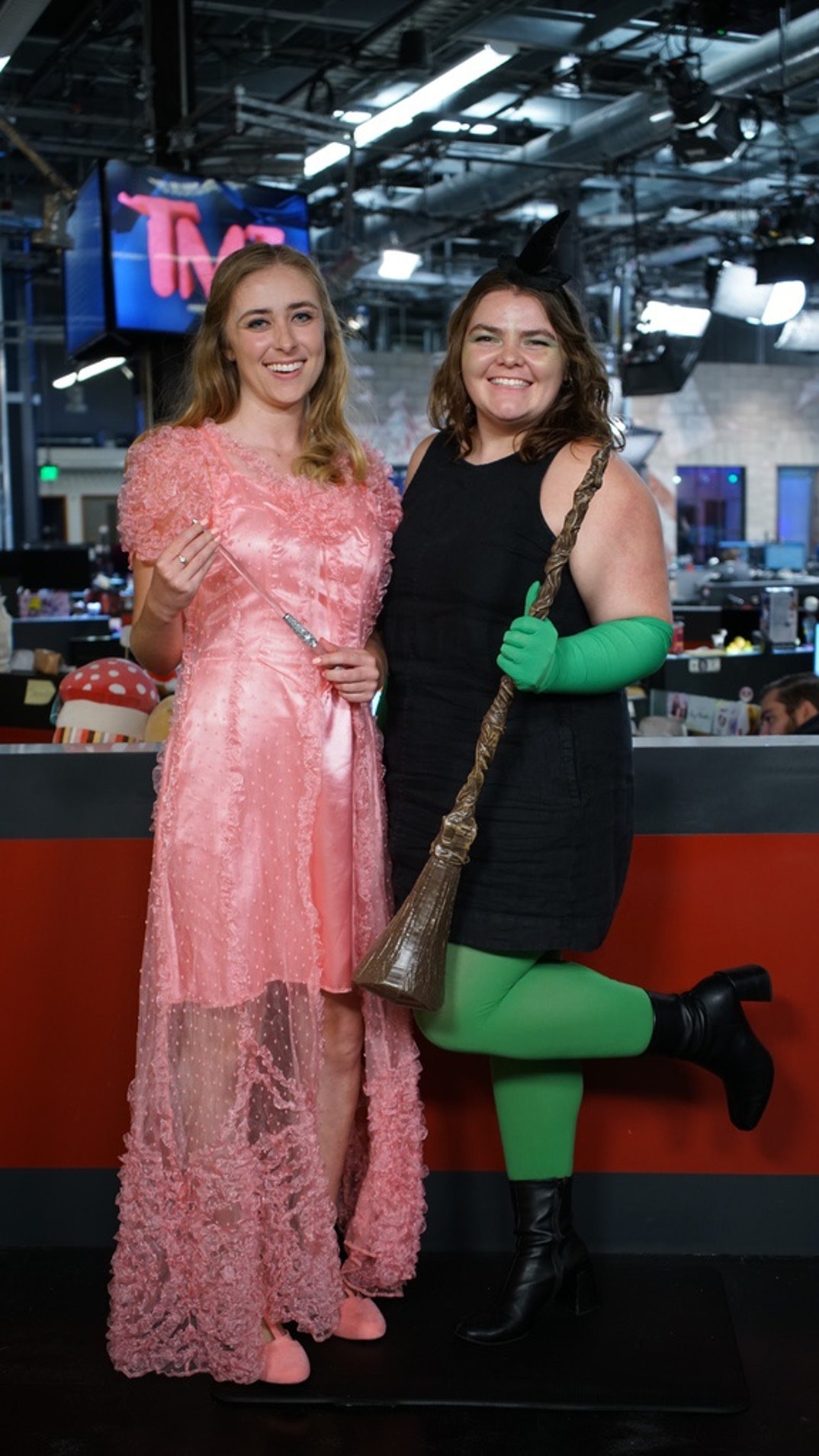 Ava as Glinda and Adi as Elphaba