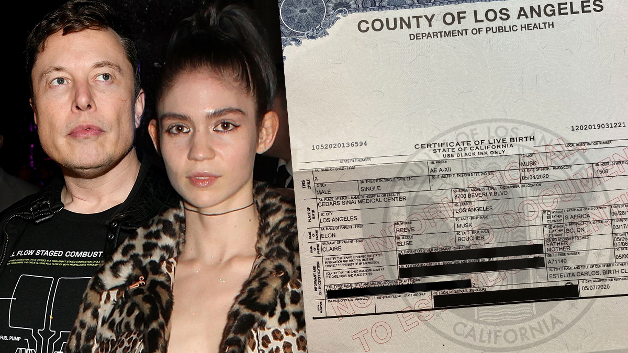 Elon Musk and Grimes Named Baby X AE AXII On Birth Certificate