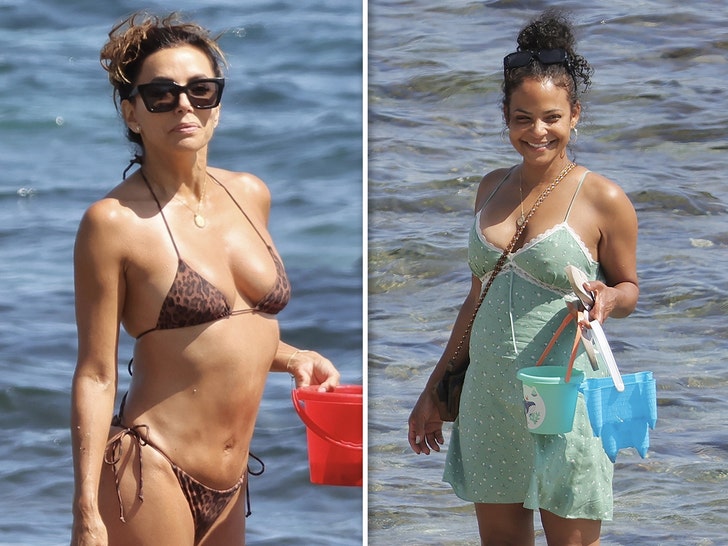 Eva Longoria and Christina Milian Hit The Beach