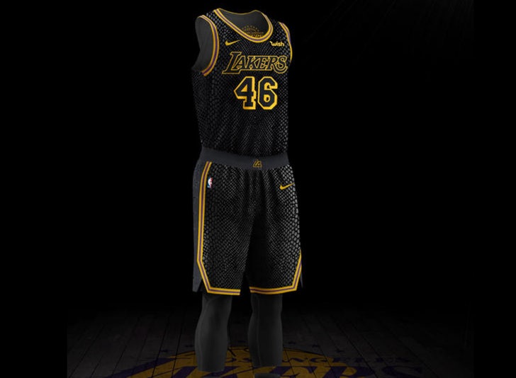 lakers wearing black mamba jersey