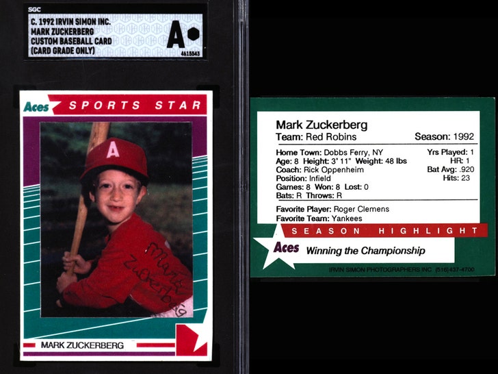 Mark zuckerberg beyzbol kartı