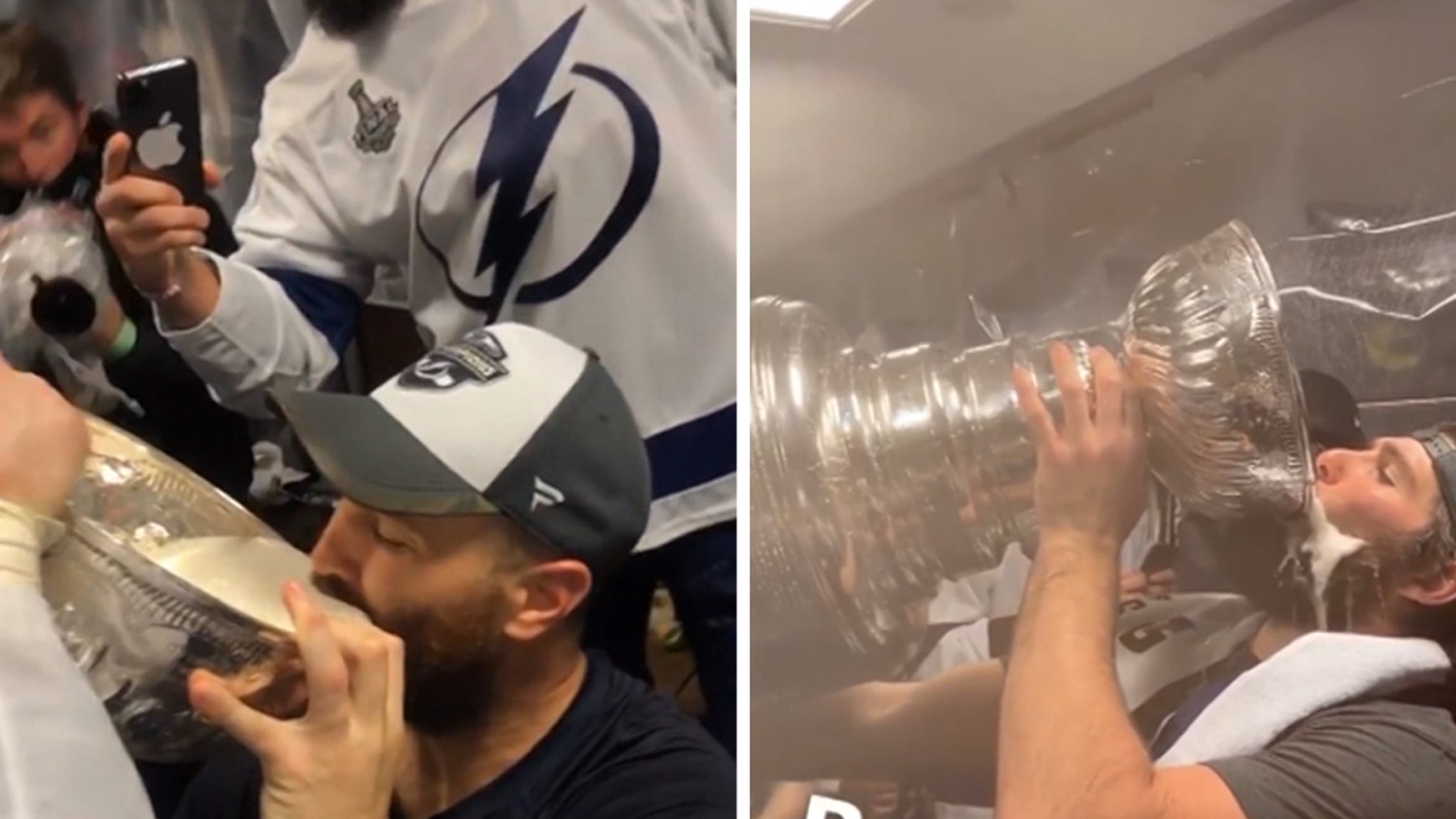 Lightning winger Pat Maroon's mom chugs beer out of Stanley Cup