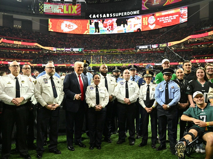 Donald Trump arrives at Super Bowl LIX