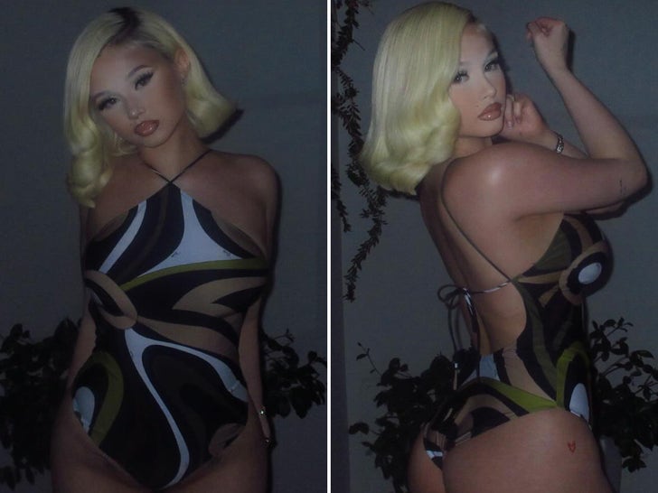 Alabama Barker modeling of a Pucci swimming suit on Instagram