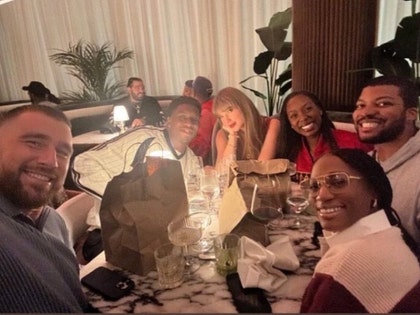 travis kelce and taylor swift with friends at prime no credit 1