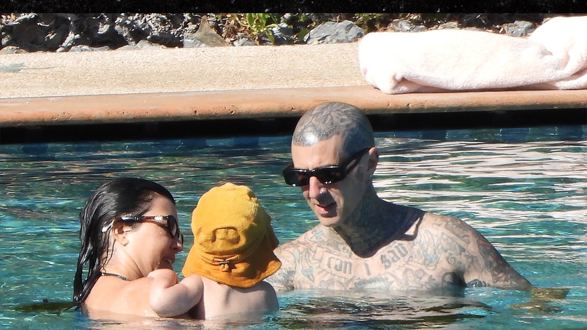 Kourtney Kardashian & Travis Barker Take Rocky for a Swim in Portofino