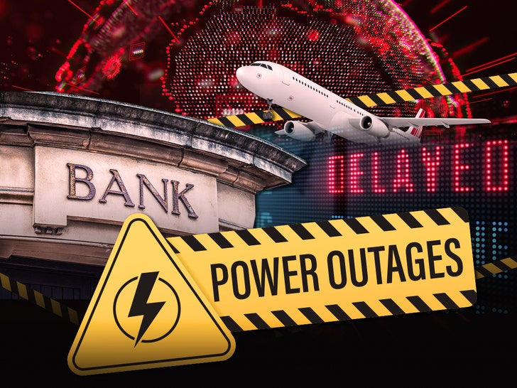 global power outages of banks and planes airports