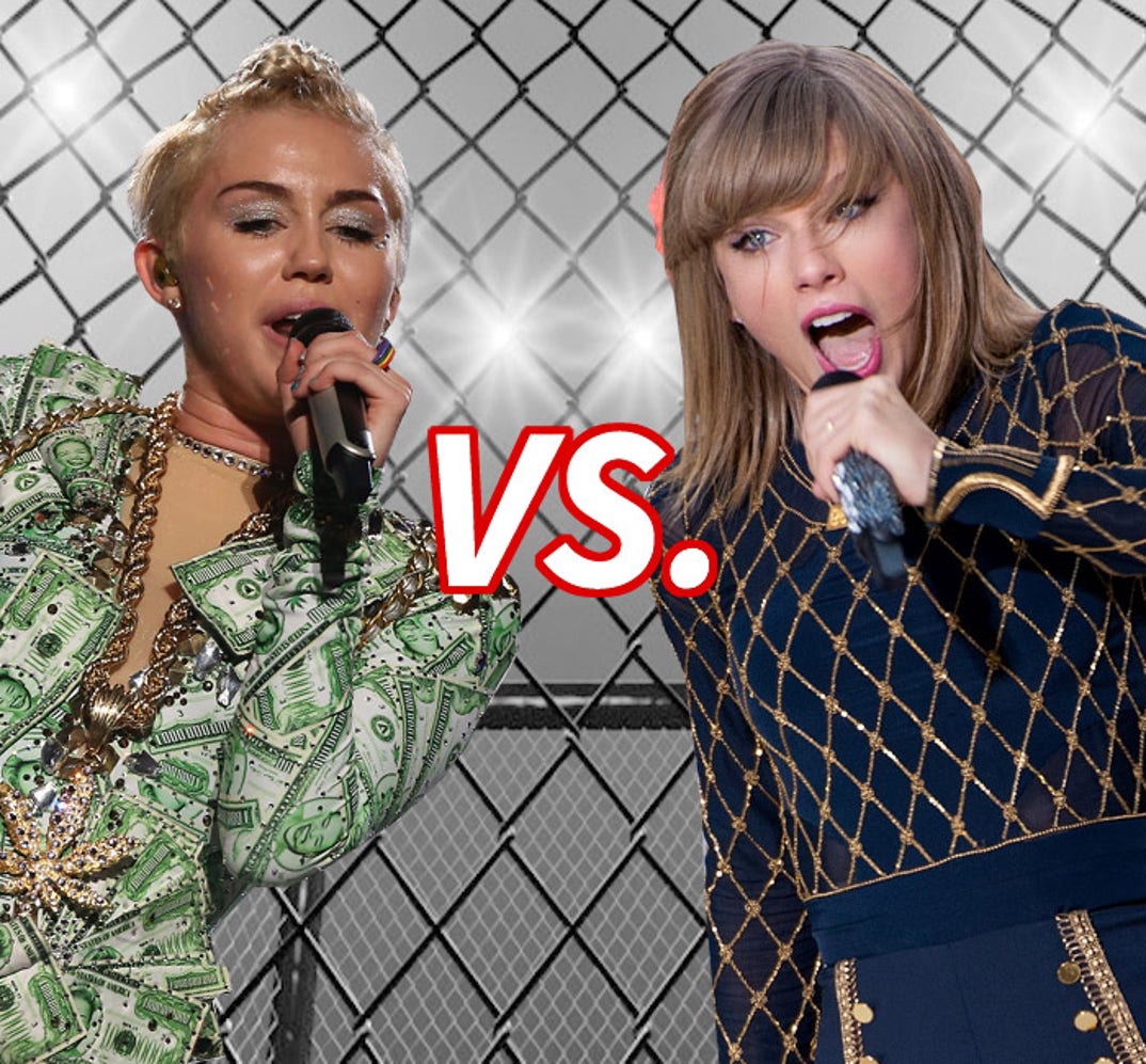 Patrick Schwarzenegger's sloppy seconds -- Miley Cyrus (21) vs. Taylor Swift (24) ... to decide who should be the Kennedy keeper!