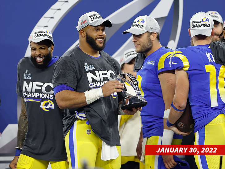 Matthew Stafford Gives His Wife, Aaron Donald & Odell Beckham Super Bowl  Moments — Caring QB and the Eminem Knee Make It Feel Good