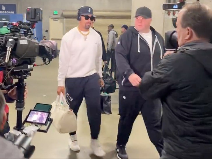 jalen hurts arriving to seattle game nfl