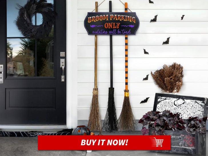 Broom-Parking-Sign-with-3-Wooden-Witches-Brooms-MAIN