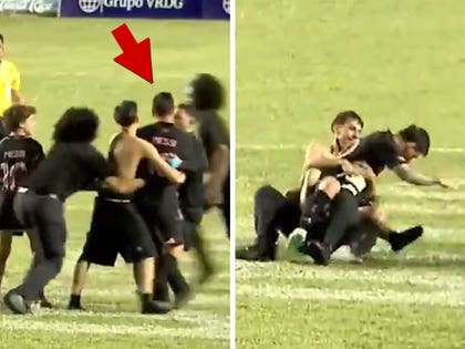 Lionel Messi tackled by fan