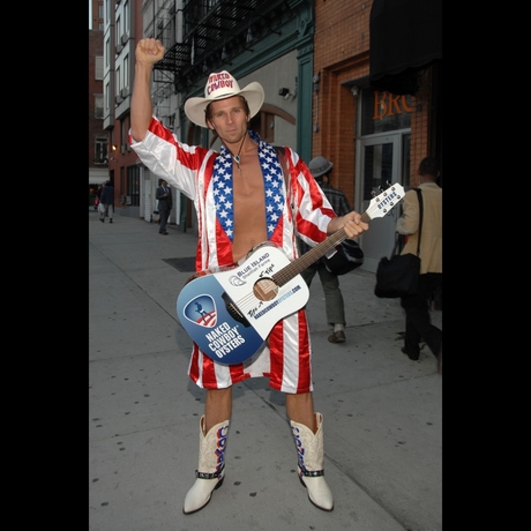The Naked Cowboy and his American garb!