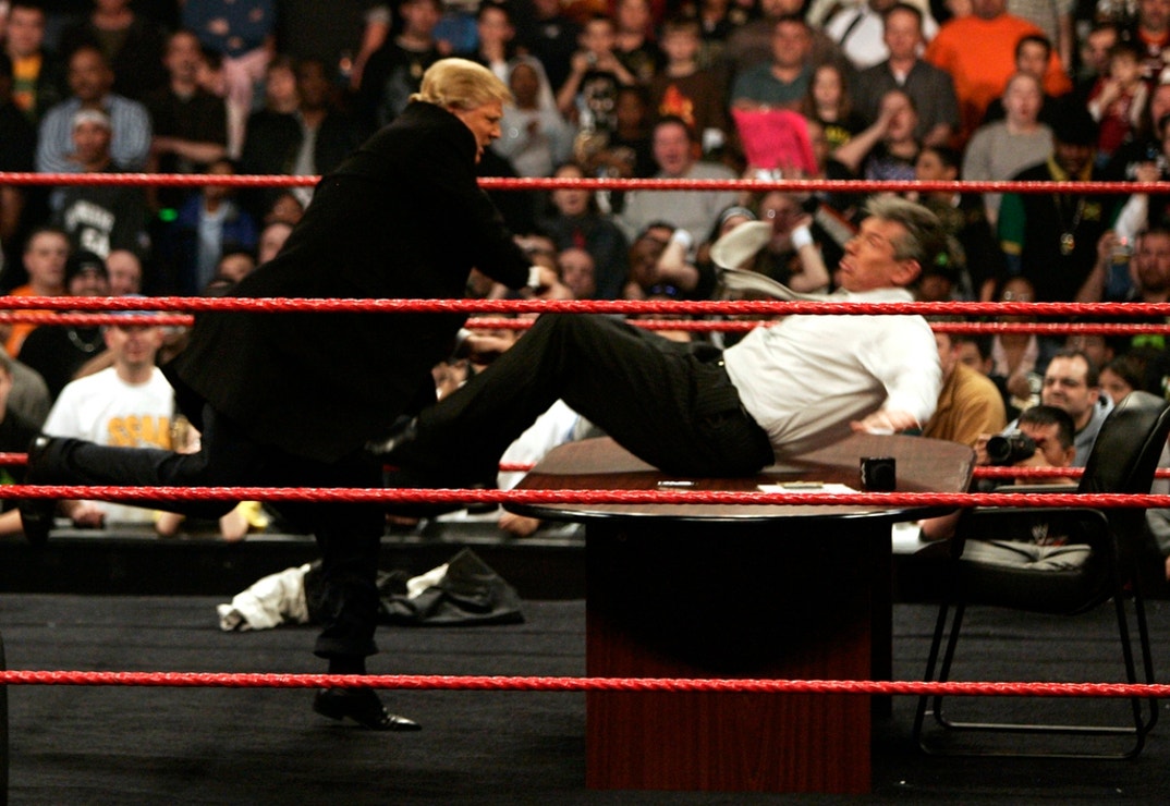 Vince McMahon got more than he bargained for when Donald Trump got physical after signing the contract for Wrestlemania XXIII's 