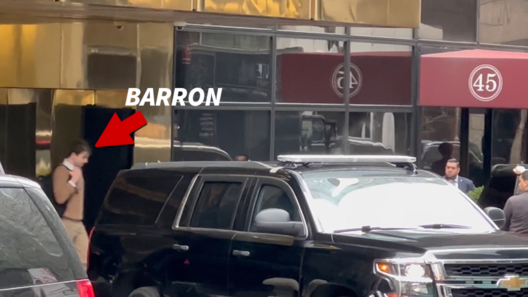 Barron Trump Driven to NYU Campus in Fleet of Secret Service SUVs, on Video