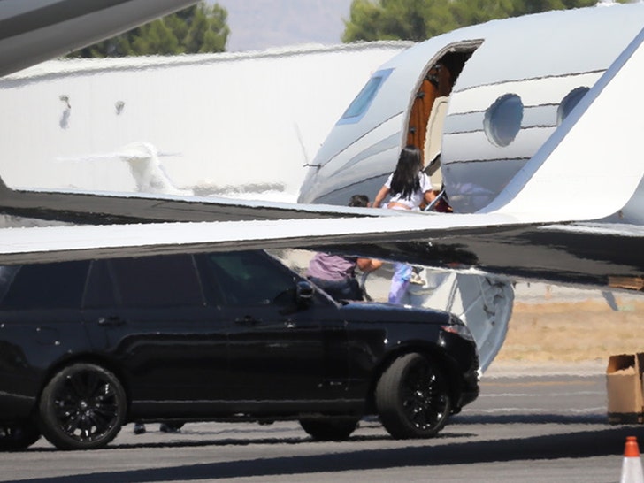 Kylie Jenner Boards Private Plane With Wedding Dress