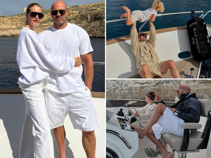 Jason Statham and Rosie Huntington-Whitely Yachting With The Fam!