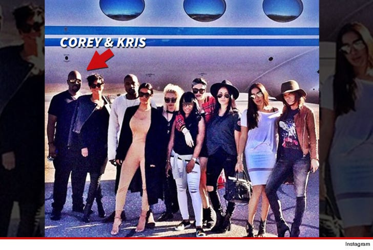 Kris Jenner -- Coy about Banging New Guy :: 1027-kardashians-in-front-of-plane-instagram-arrow-3