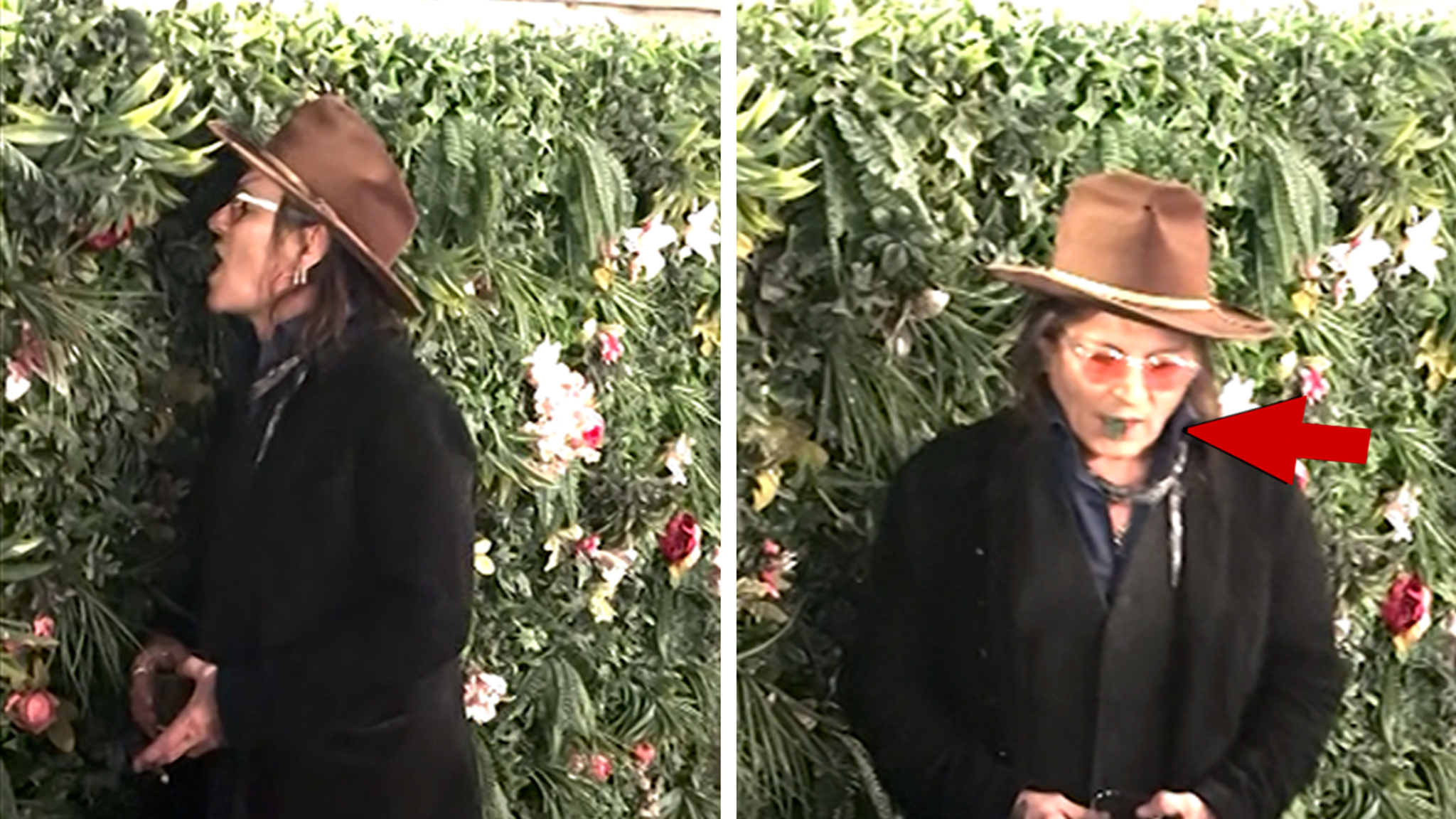 Johnny Depp Bites Into a Decorative Plant at Vegas Event