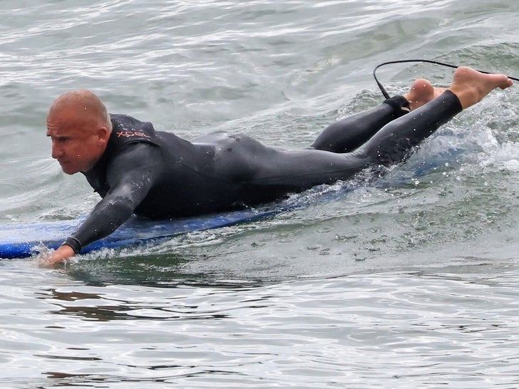 Tish Cyrus' Husband Dominic Purcell Surfing In Malibu